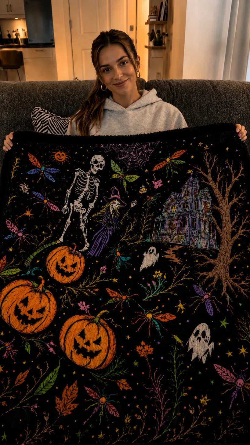 Completed colored blanket
